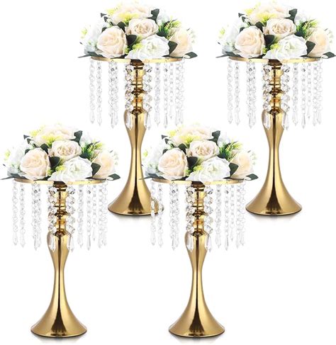 Rozrety Pcs Gold Vases For Centerpieces Inch Tall Crystal