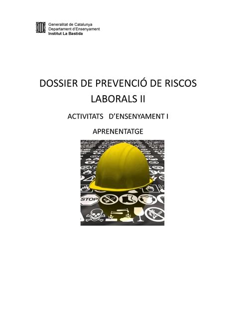 Dossier DE Prevenció DE Riscos Laborals II Generalitat de Catalunya