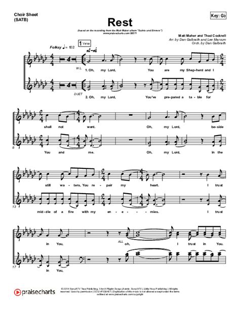 Rest Sheet Music PDF (Matt Maher) - PraiseCharts