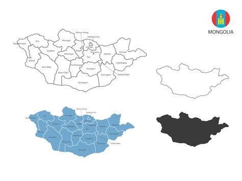 Estilo De Ilustraci N De Vector De Mapa De Mongolia Tiene Toda La