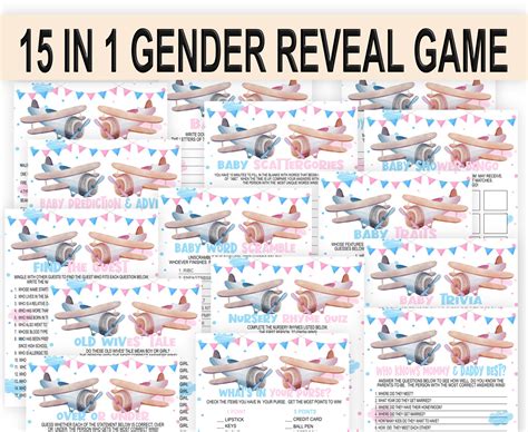 Airplane Gender Reveal Game Bundle Airplane Gender Reveal Etsy