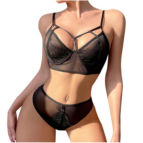 Mitankcoo Lingerie For Women Key Hole Strappy Bra And Panty Sets