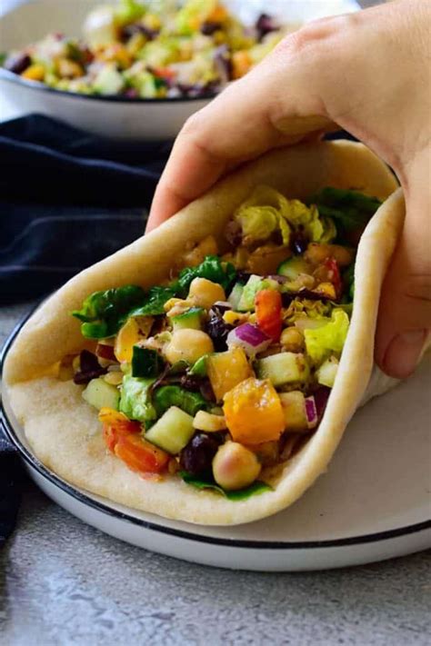 Mediterranean Chickpea Salad Pita Sandwich The Stingy Vegan