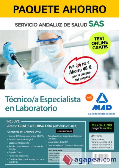 PAQUETE AHORRO TECNICO A ESPECIALISTA DE LABORATORIO DEL SERVICIO