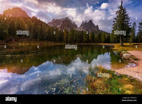 Lake Antorno (Lago di Antorno) located in Dolomites area, Belluno ...