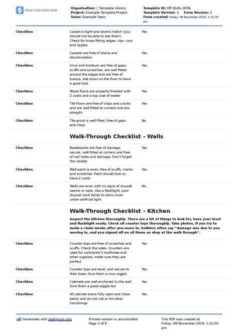 New Construction Walkthrough Checklist Better Than Pdf Template