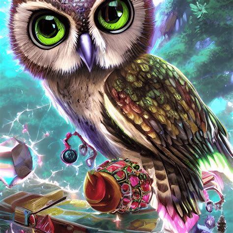 Mystical Owl With Gems Graphic · Creative Fabrica