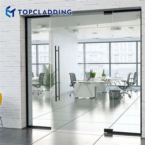 Frameless Single Glazing Acoustic Room Divider Office Operable Partition Tempered Clear Glass