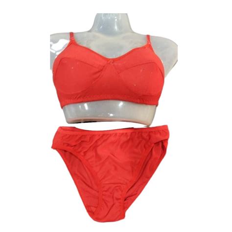 Plain Cotton Red Bra Panty Set Size 32b At Rs 55 Set In New Delhi