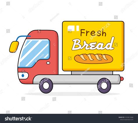 Bakery Truck Cartoon Isolated Fresh Bread Stock Vector Royalty Free