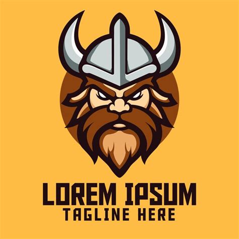 Premium Vector Warrior With Helmet Golden Viking Mascot Head Logo