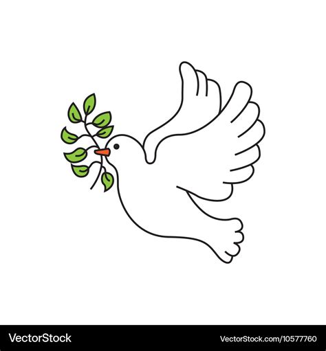 Peace dove with olive branch Royalty Free Vector Image