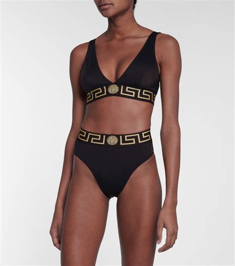 Logo Bikini Bottoms In Black Versace Mytheresa