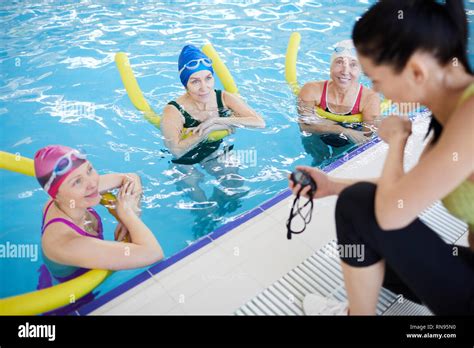 Aqua Aerobics Training Stock Photo Alamy