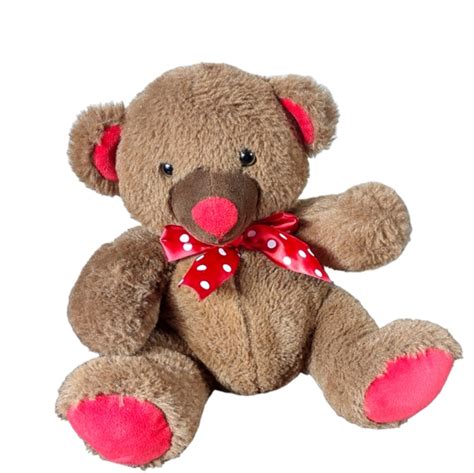 Homerbest Toys Homerbest Teddy Bear Brown And Red Polkadot Bow Tie