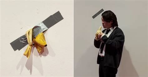 Estudiante se come obra de arte de un plátano pegado con cinta adhesiva