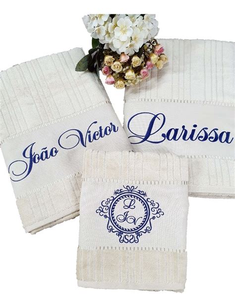 Personalizar Toalhas De Banho - Kit Jogo De Toalhas Banho Casal Bordada Personalizado Nome | Frete grátis