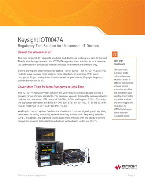 IOT0047A Regulatory Test Solution For Unlicensed IoT Devices PDF