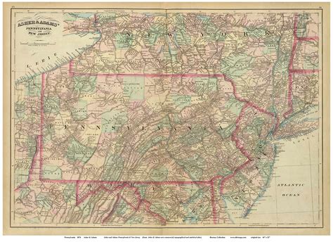 Pennsylvania 1874 Asher And Adams Old State Map Reprint Old Maps