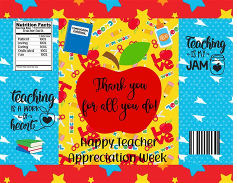 Teacher Appreciation Chip Bag Chip Bags Party Chip Bag Cookie