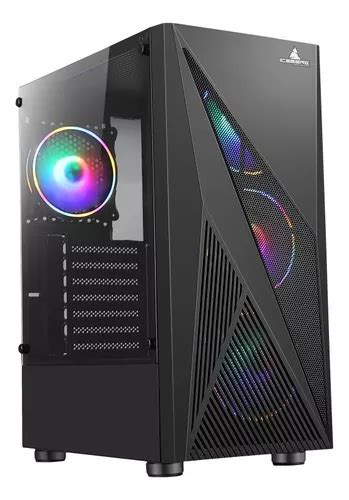 Gabinete Chasis Caja Gamer Iceberg Turbo Z Argb X Fan Color Negro