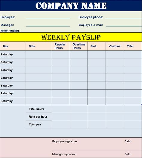 Payslip Template Excel Word Template