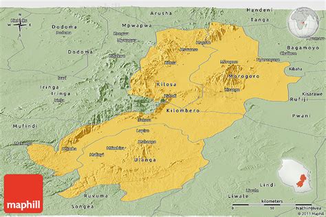 Savanna Style Panoramic Map of Morogoro