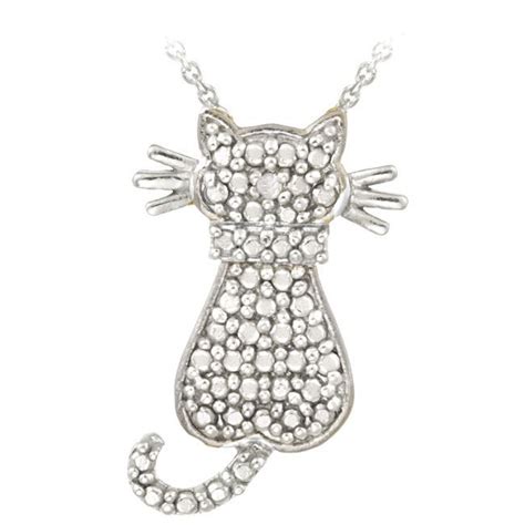 Db Designs Sterling Silver Black Diamond Accent Cat Necklace Sterling