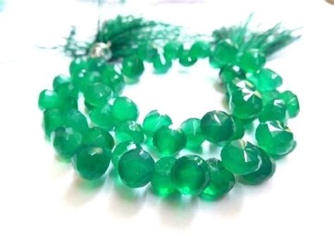 Onion Shape Beads Green Onyx Natural Gemstone 7 Mm Faceted Etsy