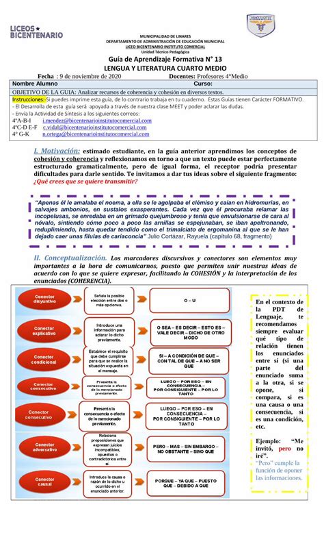 Pdf Gu A De Aprendizaje Formativa N Lengua Y Literatura Cuarto