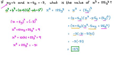 Question Video Evaluating Algebraic Expressions By Factorizing The Sum Of Two Cubes Nagwa