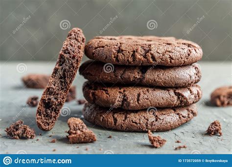 Galletas Crujientes De Chocolate Comida Dulce Norteamericana Vista