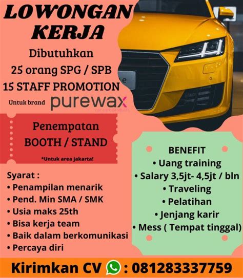 Lowongan Kerja Spg Spb Staff Promotion Di Pt Muda Berkarya