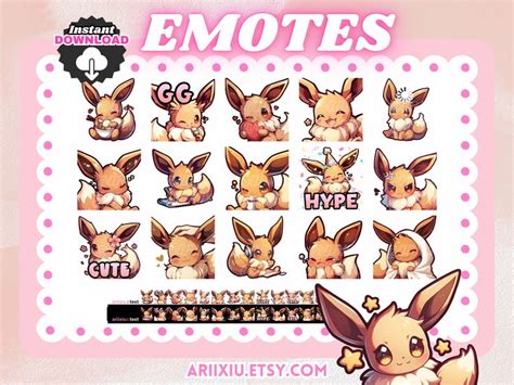 Eevee Emote Mega Bundle 18 Cute Emotes 9 Bonus Discord Server Stickers