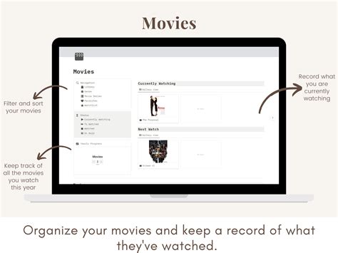 Notion Template Movie TV Show Tracker Aesthetic Movie Tracker Notion