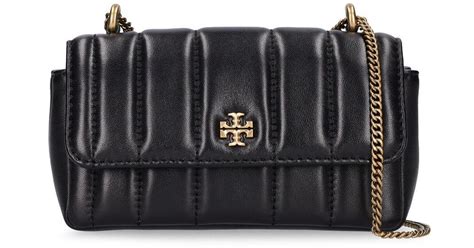 Tory Burch Mini Kira Leather Flap Bag In Black Lyst Uk