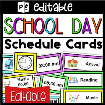 Editable Visual Classroom Daily Schedule Cards Clocks Back To School