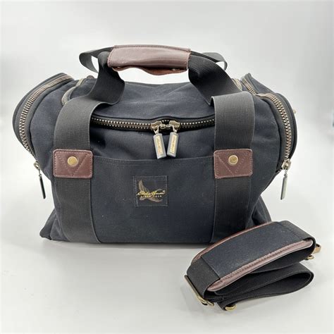 Eddie Bauer Bags Vintage Eddie Bauer Carry On Crossbody Duffle Luggage Black Leather Trim