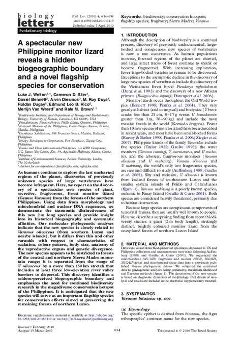 Pdf A Spectacular New Philippine Monitor Lizard Reveals A Hidden