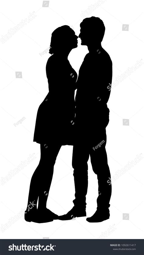 Realistic Silhouette Man Woman Embracing Kissing Stock Vector Royalty Free 1092611417