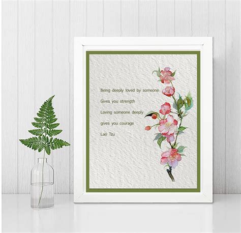 Love Poem Lao Tzu Quote Being Deeply Loved Framed Floral Watercolor Tao