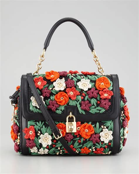 Dolce And Gabbana Miss Dolce Raffia Flower Padlock Flap Bag Lyst