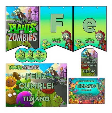 Kit Plantas Vs Zombies Impreso Cumple Bander N Invitaciones En Venta En