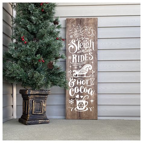 Winter Porch Sign Sleigh Rides And Hot Cocoa Winter Sign Etsy