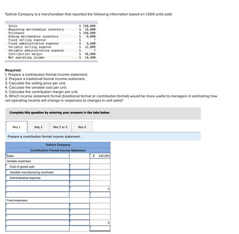 Solved Required 1 Prepare A Contribution Format Income Chegg