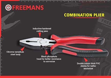 FREEMANS 8 Inch Combination Plier With PVC Sleeve And 5 Inch Wire