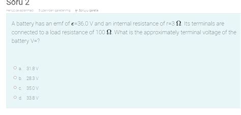 Solved A battery has an emf of ϵ 36 0 V and an internal Chegg