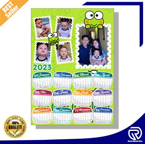 Bisa Cod 1lbr Cetak Kalender Dinding 2023 Motif Karakter Keroppi Custom Foto Kalender