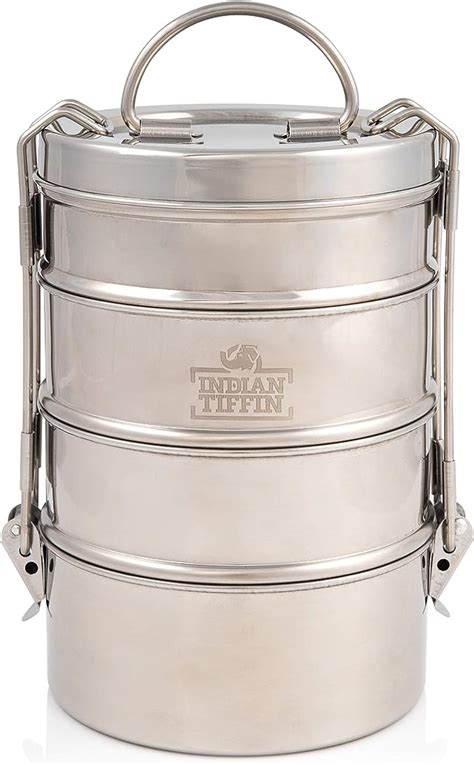 4 Tier Indian Tiffin Stainless Steel Large Tiffin Lunch Box