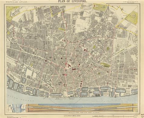 Old Map Of Liverpool 1883 City Plan Antique Map Fine Etsy